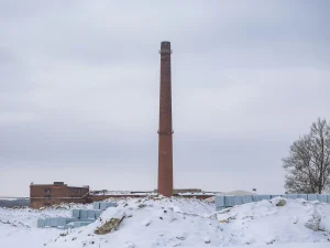 Factory with snowy foreground