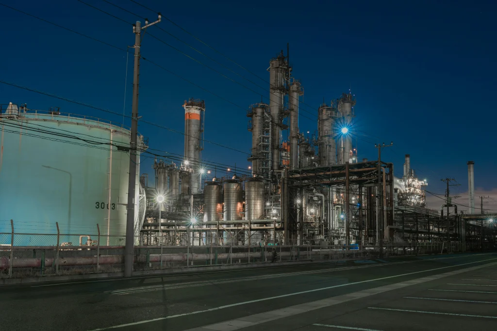factory at night time