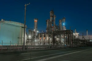 factory at night time