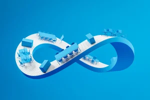 infinity symbol with desks